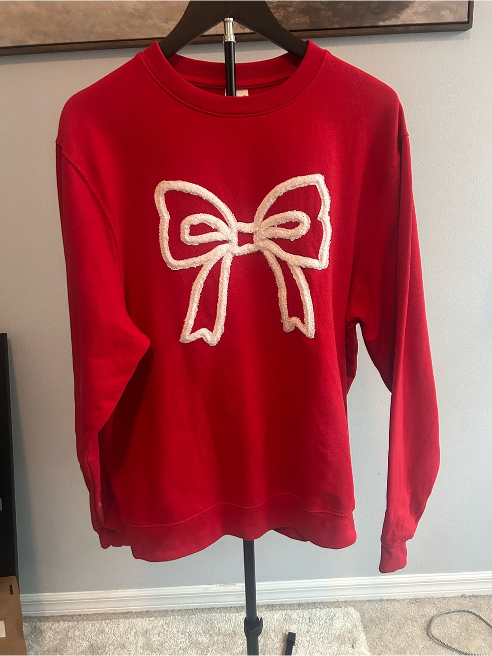 Celebrate It Red Crewneck Sweatshirt with White Bow Applique - Christmas/Holiday